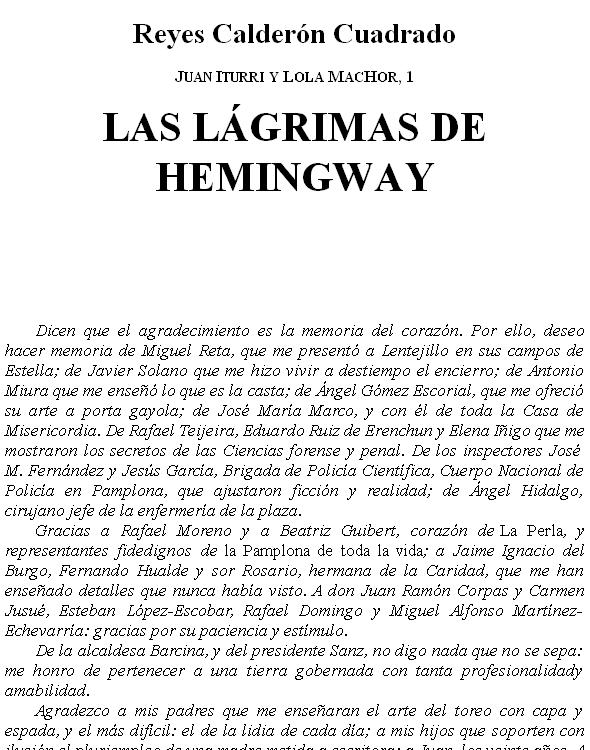 libro gratis Las lagrimas de Hemingway