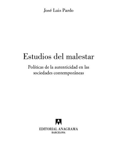 descargar libro Estudios del malestar: Políticas de la autenticidad en las sociedades contemporáneas